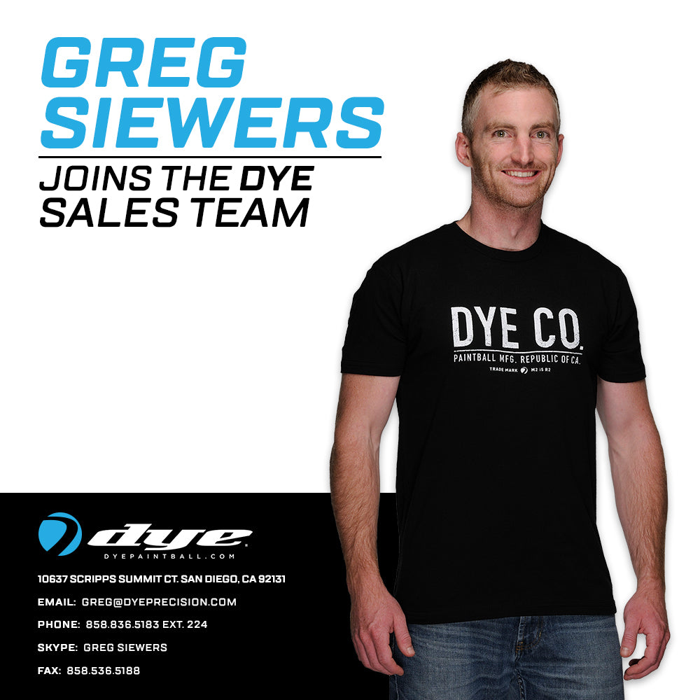 GREG SIEWERS BECOMES DYE SALES REP