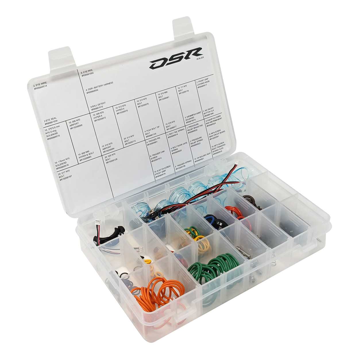DYE Dsr+/pro Repair KIT - Complete KIT air system component in Complete Kit – front view, studio shot
