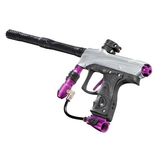 DYE RIZE CZR+ - Grey/purple DUST paintball marker – opposite side view