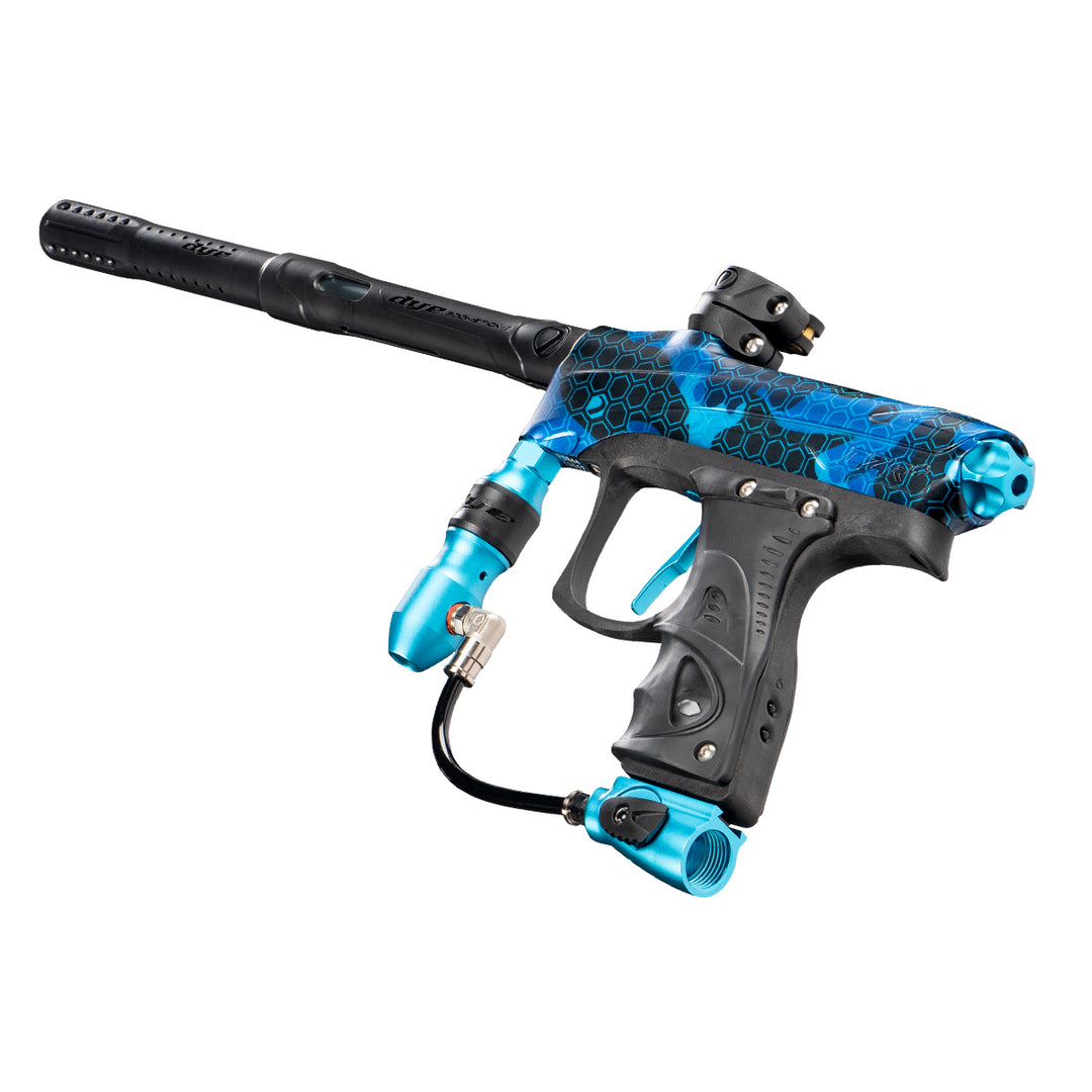 DYE RIZE CZR+ - PGA Hypercam CYAN DUST paintball marker – opposite side view