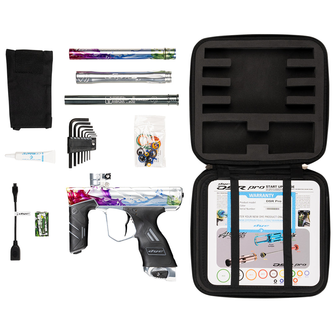 DYE DSR PRO PGA Color Splash paintball marker – feature callout shot