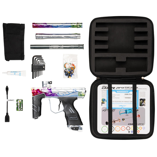 DYE DSR PRO PGA Color Splash paintball marker – feature callout shot