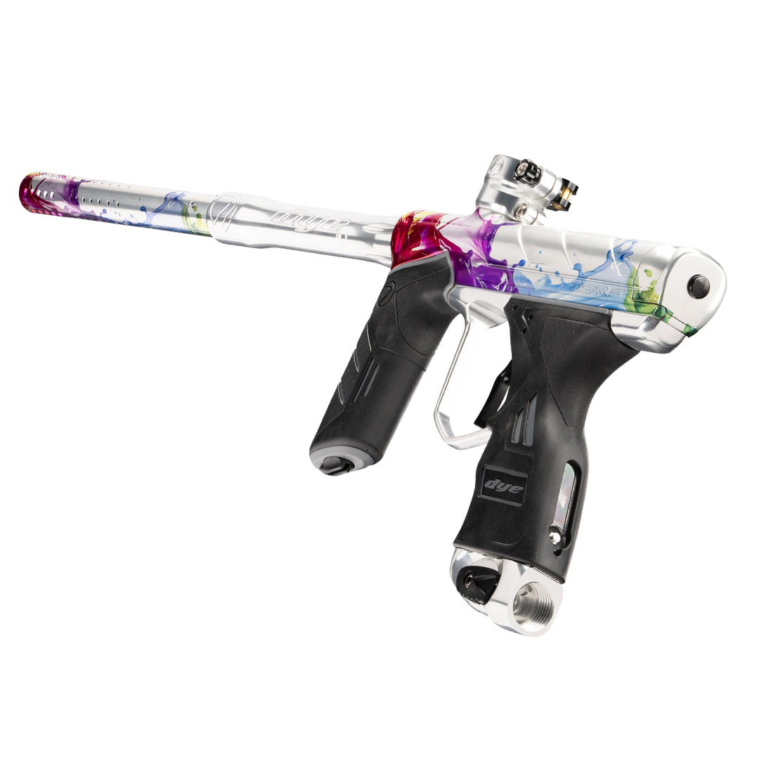 DYE DSR PRO PGA Color Splash paintball marker – in-hand scale reference