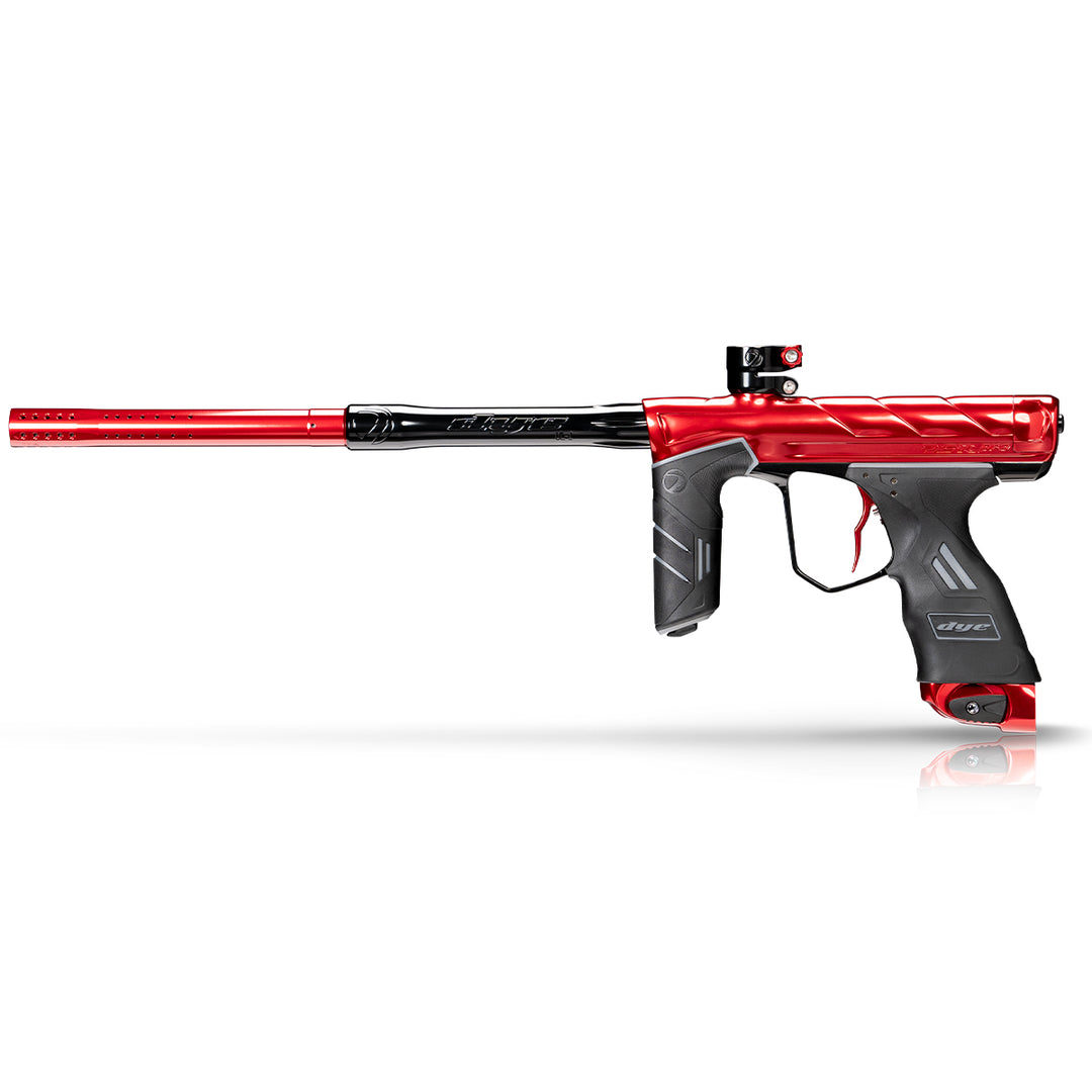 DYE DSR PRO Fire paintball marker in Polish finish – front view, studio shot