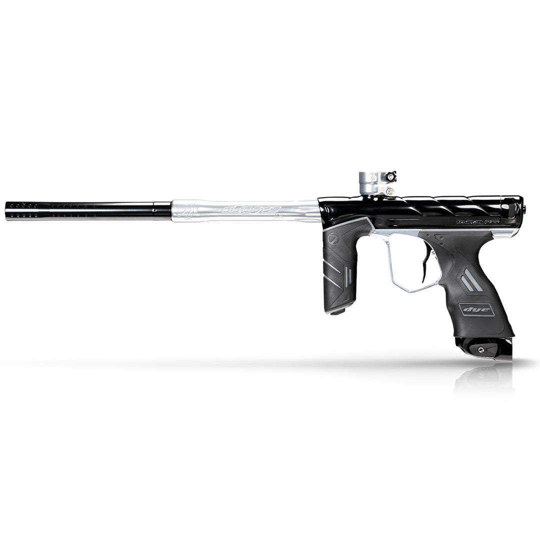 DYE DSR PRO Onyx paintball marker in Onyx Polish – front view, studio shot