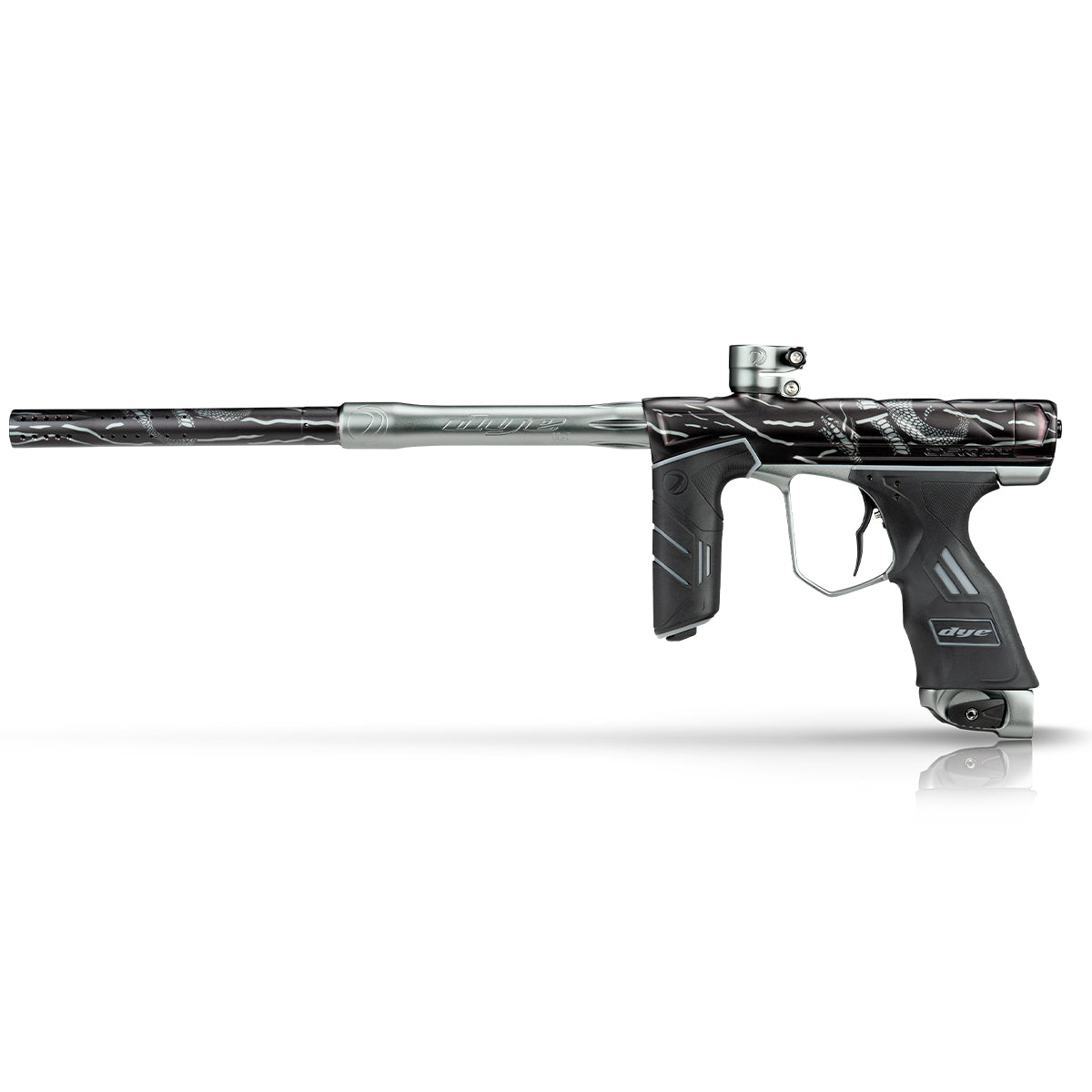 DYE DSR PRO PGA Sandana Snake GREY LE paintball marker in Limited Edition – front view, studio shot