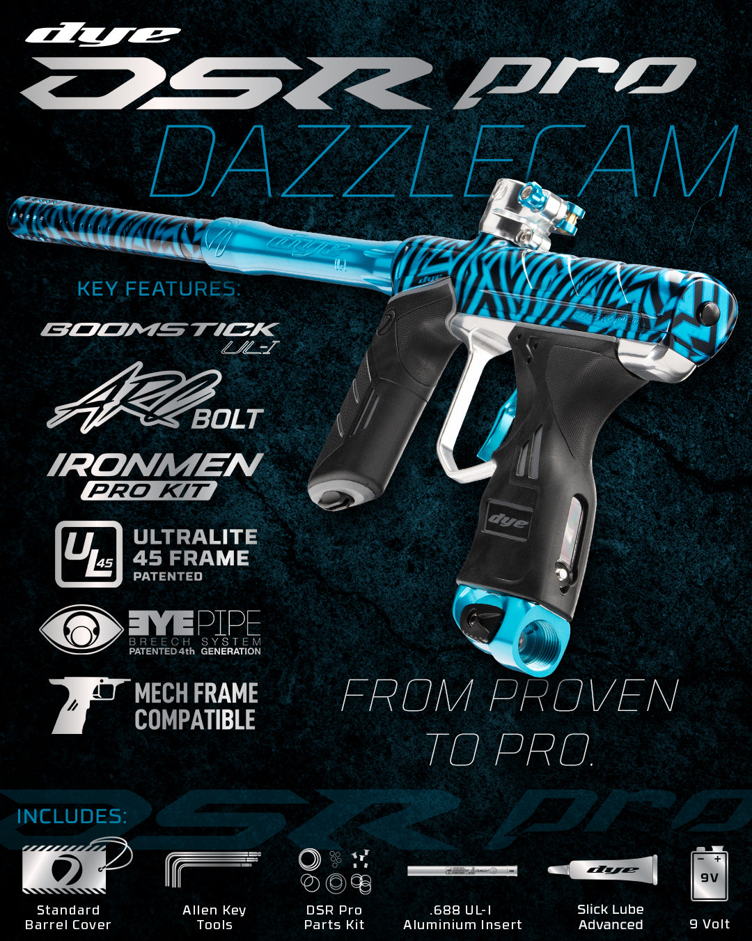 DYE DSR PRO PGA Dazzlecam - Polish paintball marker – angled side view