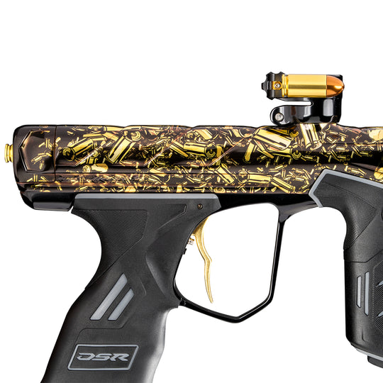 DYE DSR PRO PGA Spent custom paintball marker – rear / underside view