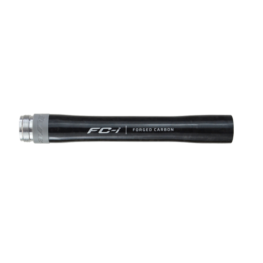 DYE Boomstick FC-I forged carbon fiber paintball barrel back – angled side view
