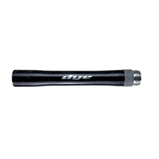 DYE Boomstick FC-I forged carbon fiber paintball barrel back – front view, studio shot