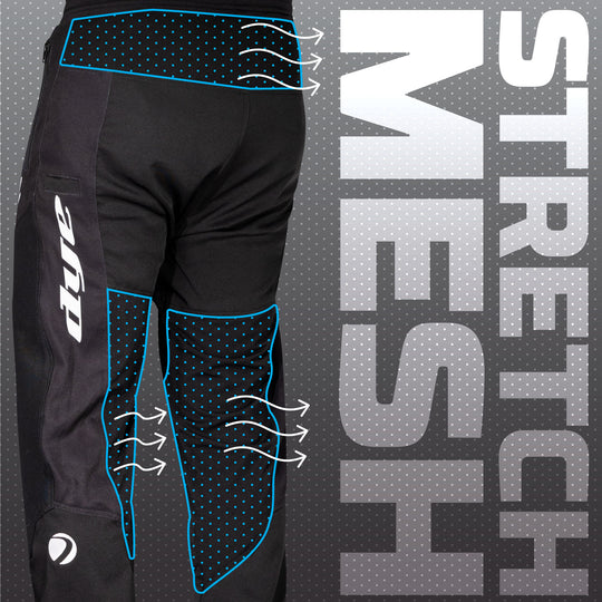 DYE FLX Pants paintball pants – top-down detail view