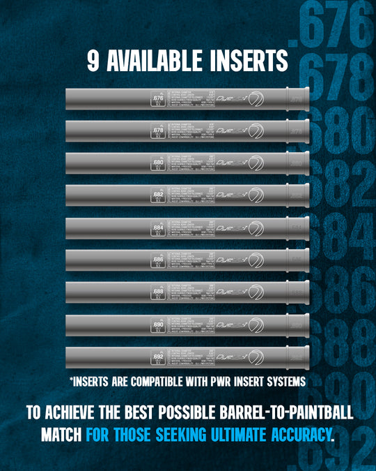 DYE UL-I Barrel Inserts – All Bore Siz paintball barrel insert – front view, studio shot