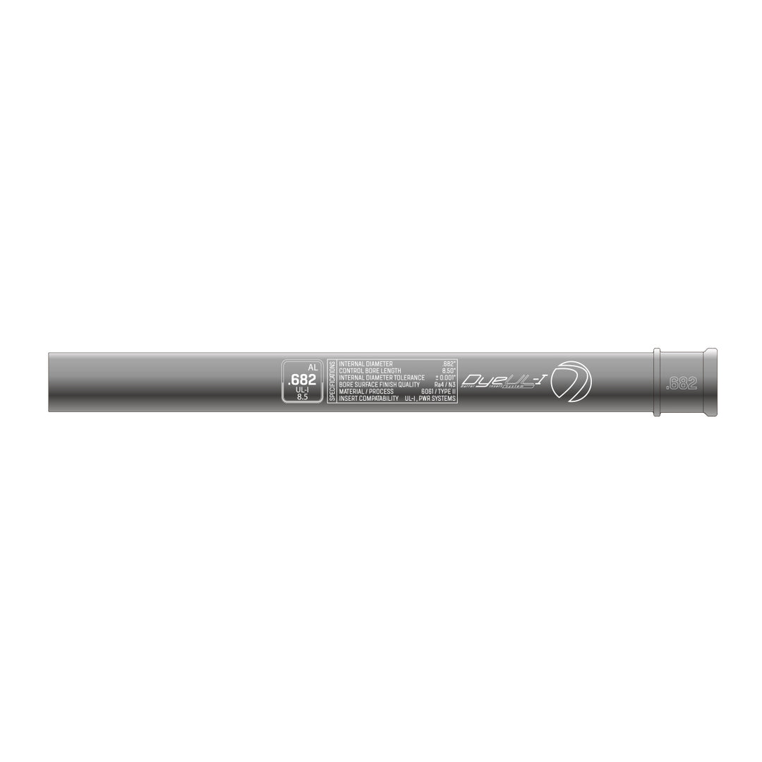DYE UL-I Barrel Inserts – All Bore Siz paintball barrel insert – rear / underside view