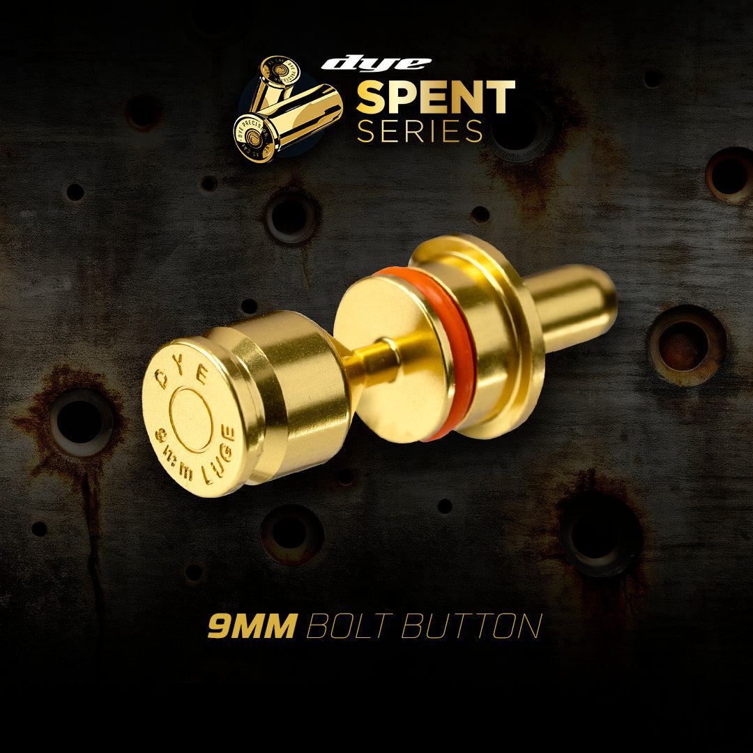 DYE Bolt Button - Spent 9mm replacement part in SPENT 9mm – front view, studio shot