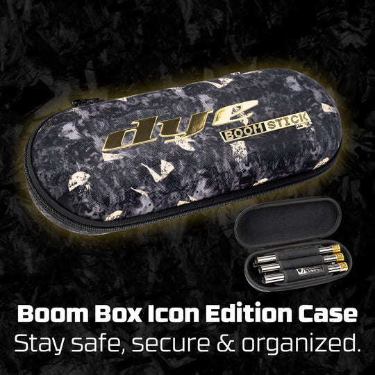 DYE Boomstick-I Ti FC-I forged carbon fiber paintball barrel kit – rear / underside view
