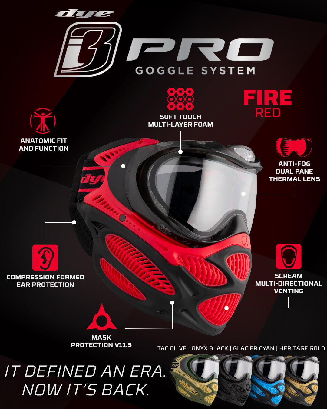DYE i3 Pro paintball goggle – opposite side view