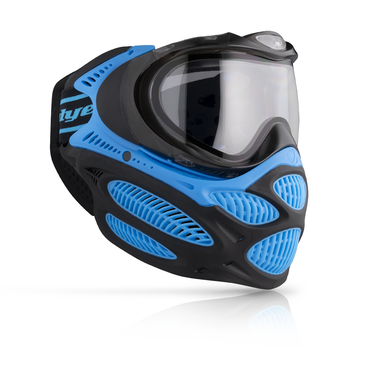 DYE I3 PRO Goggle - Glacier CYAN paintball goggle in Glacier Cyan – front view, studio shot