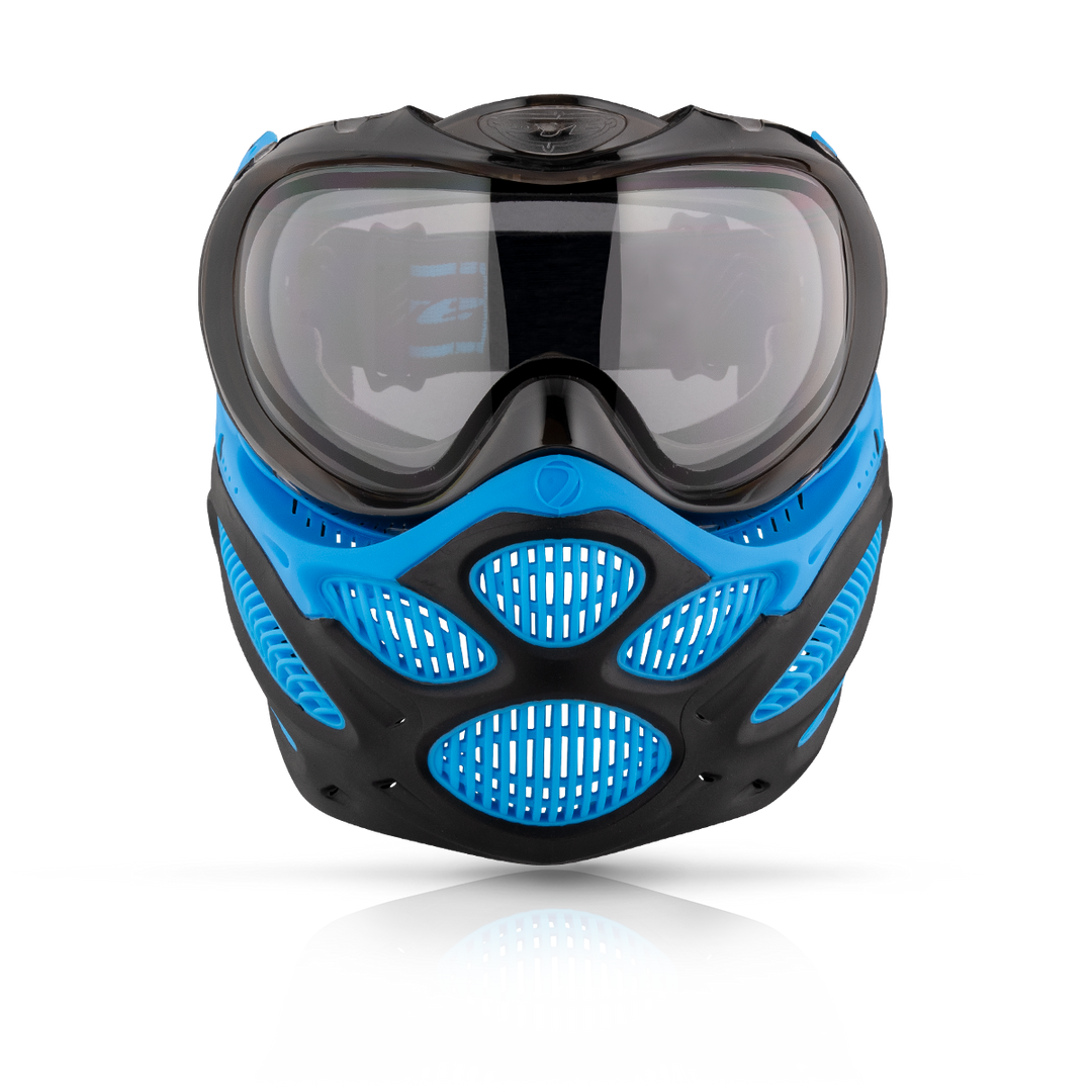 DYE I3 PRO Goggle - Glacier CYAN paintball goggle – angled side view