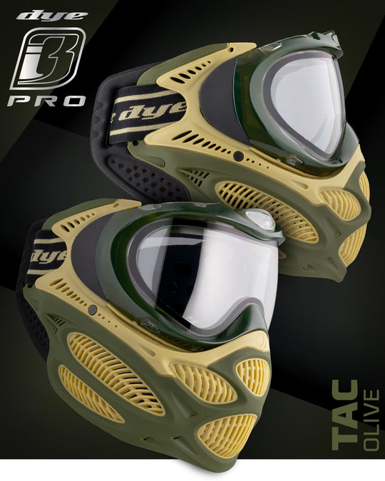 DYE i3 Pro paintball goggle – top-down detail view