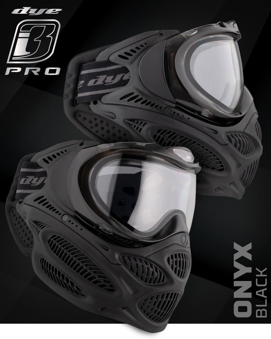 DYE i3 Pro paintball goggle – top-down detail view