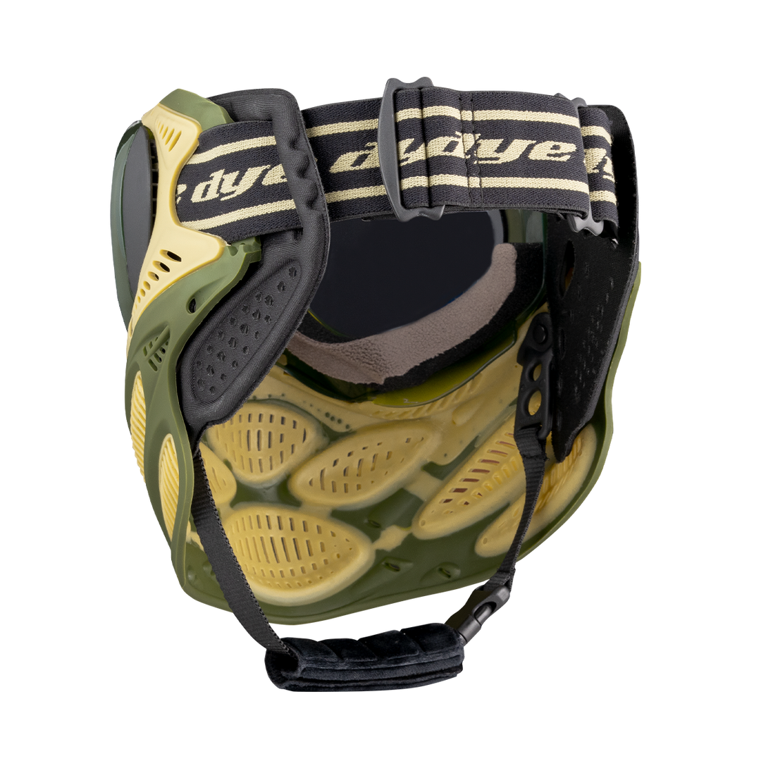 DYE i3 Pro paintball goggle – rear / underside view