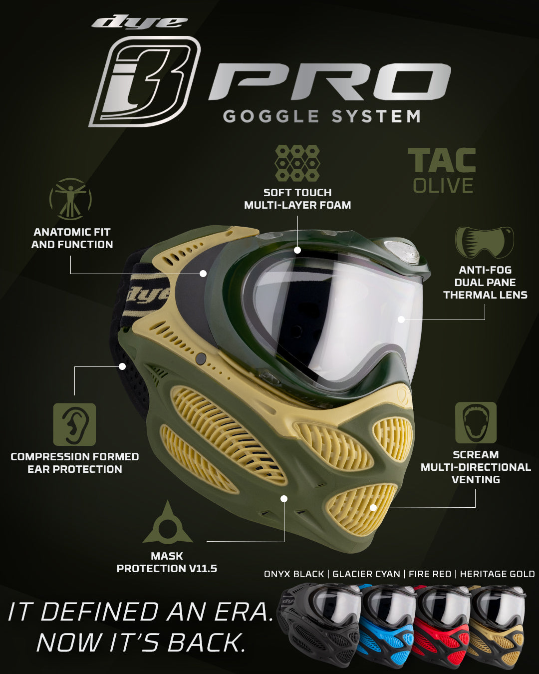 DYE i3 Pro paintball goggle – opposite side view