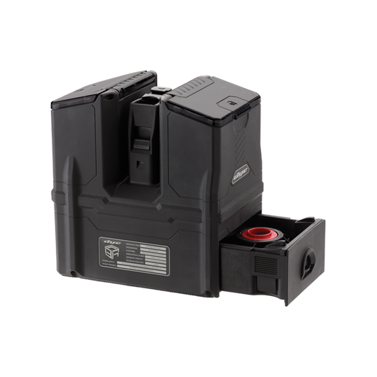 DYE Rotor Box paintball loader – angled side view