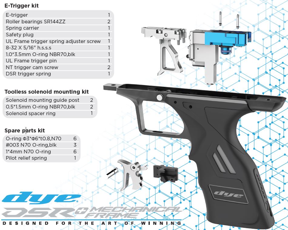 DYE Dsr+/ DSR PRO Mech Frame mechanical trigger frame – rear / underside view
