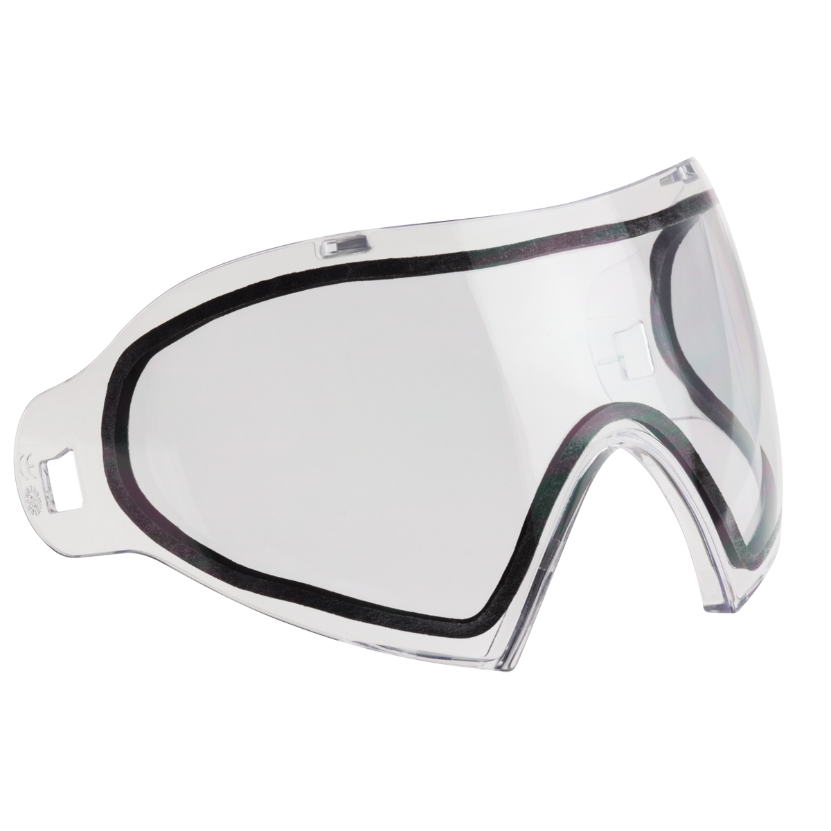 DYE I4/i5 Thermal Lens - Clear paintball goggle lens in Clear – front view, studio shot
