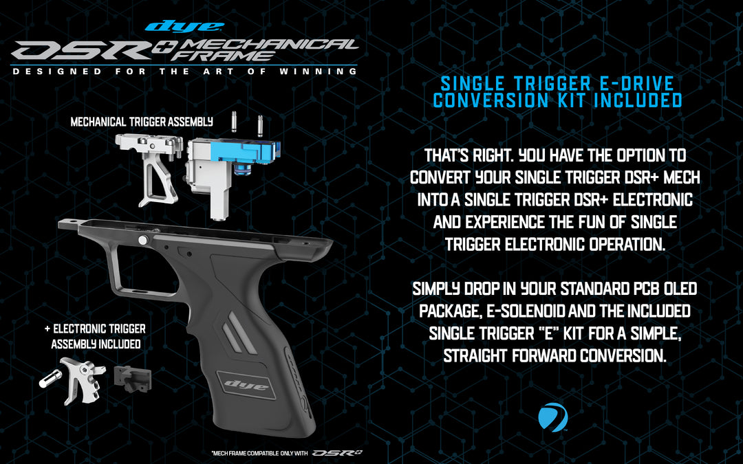 DYE Dsr+/ DSR PRO Mech Frame mechanical trigger frame – in-hand scale reference