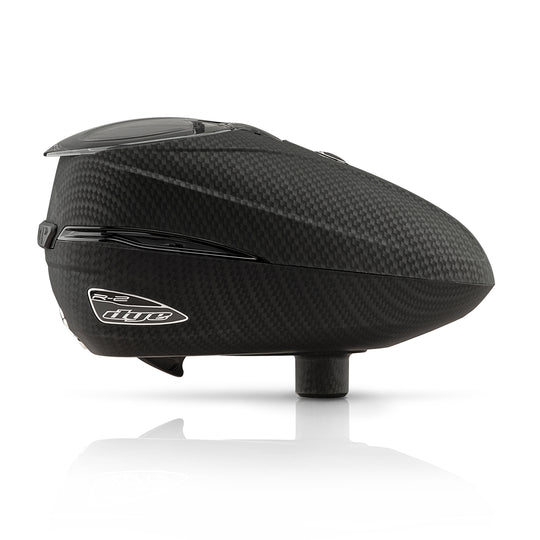 DYE Rotor R2 paintball loader in Carbon Smoke – front view, studio shot