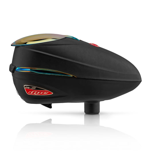 DYE R2 Loader FIRE paintball loader – front view, studio shot