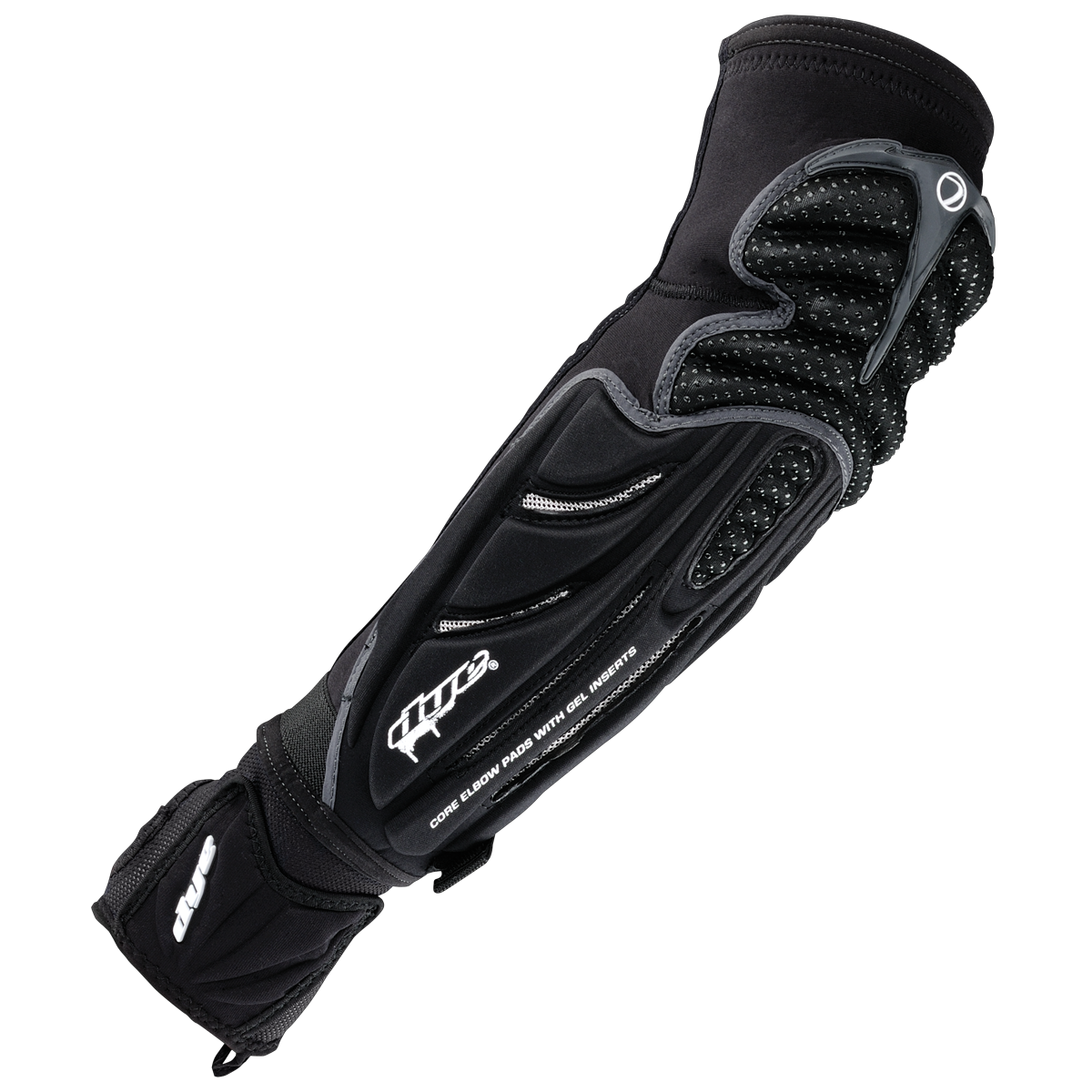 DYE Performance Elbow Pads paintball protective gear – front view, studio shot