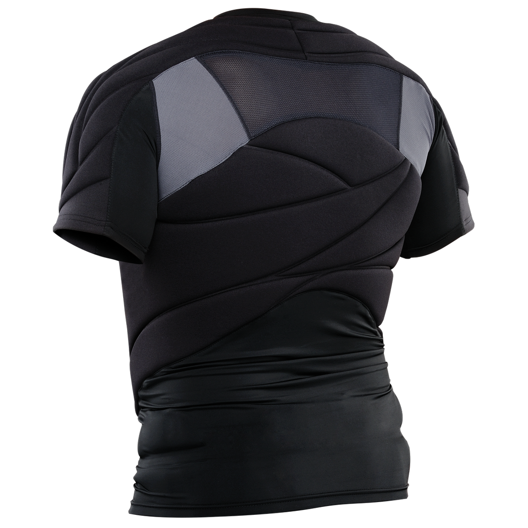 DYE Padded Performance Top - Black paintball protective gear – angled side view