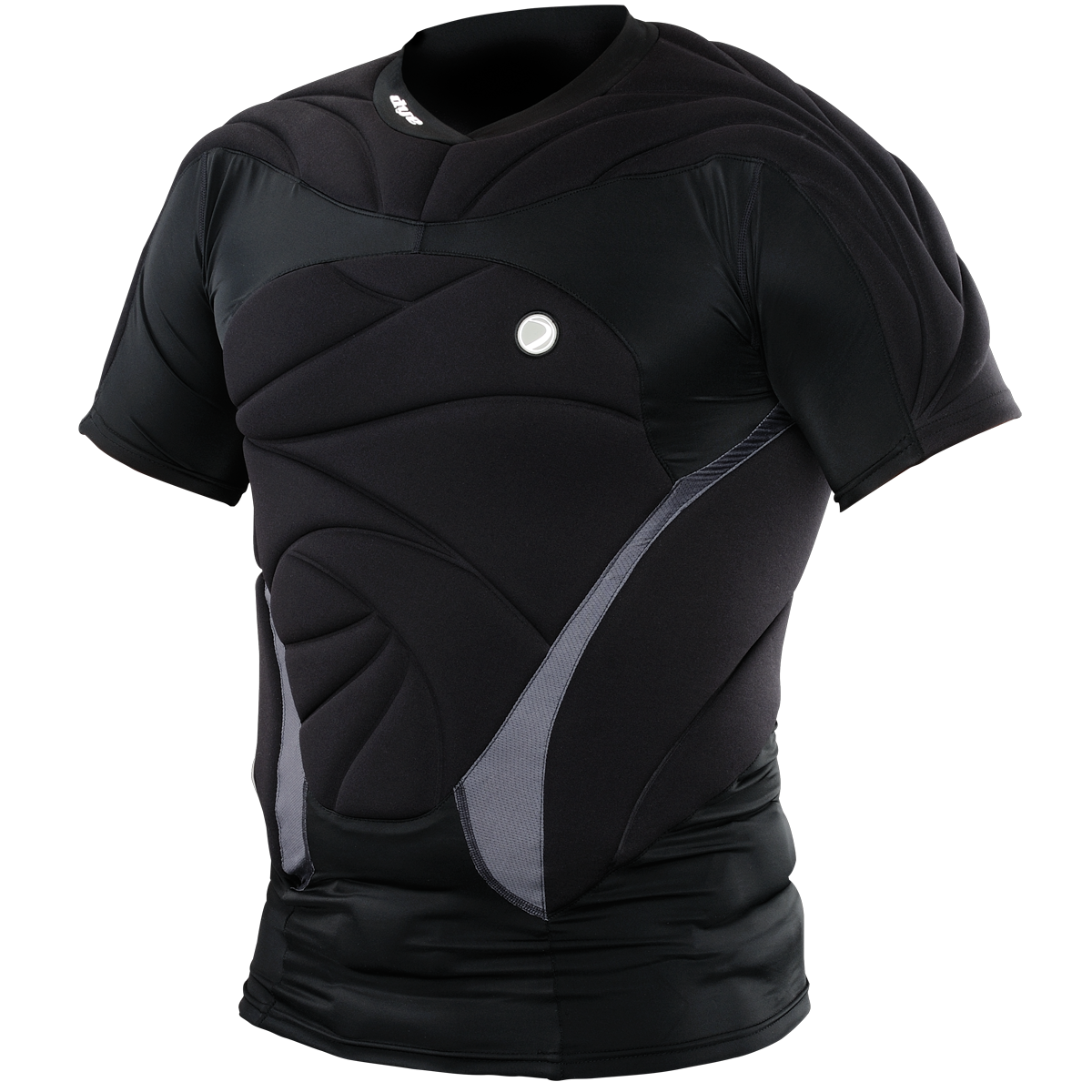 DYE Padded Performance Top - Black paintball protective gear in Black – front view, studio shot